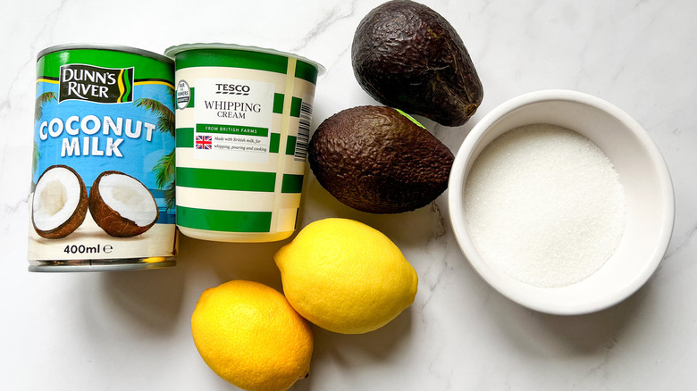 ingredients for no-churn avocado ice cream