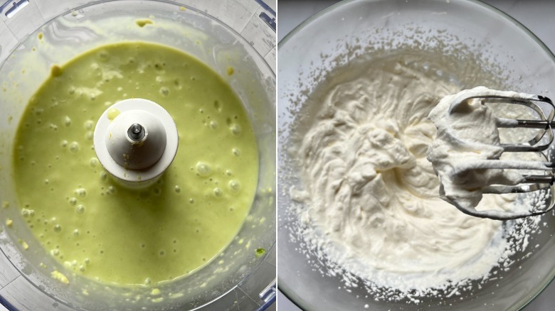 avocado ice cream base and whipped cream