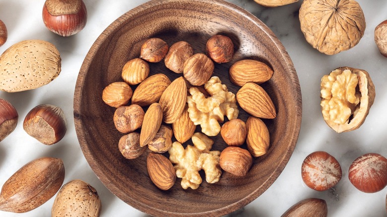 bowl of almonds and walnuts