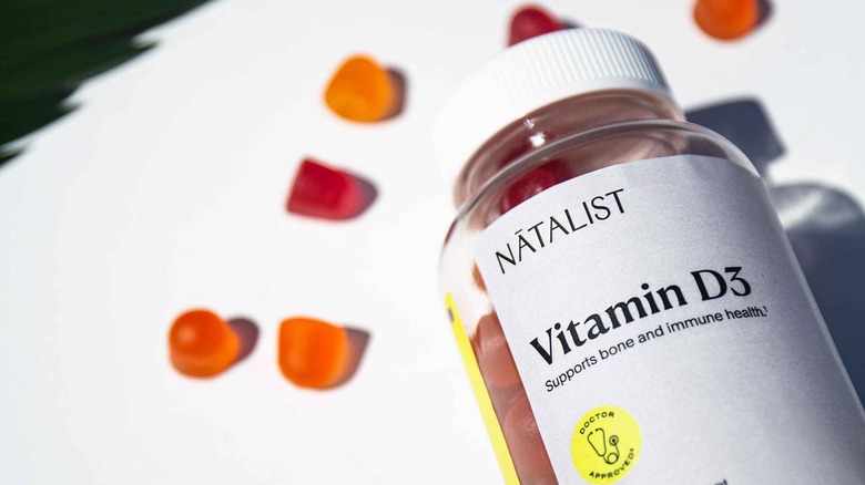 Bottle of Natalist Vitamin D gummies on a table