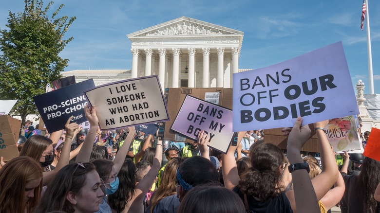 A protest following the overturning of Roe v. Wade