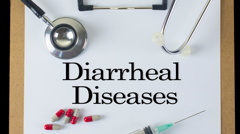 "Diarrheal Diseases" on clipboard with stethoscope