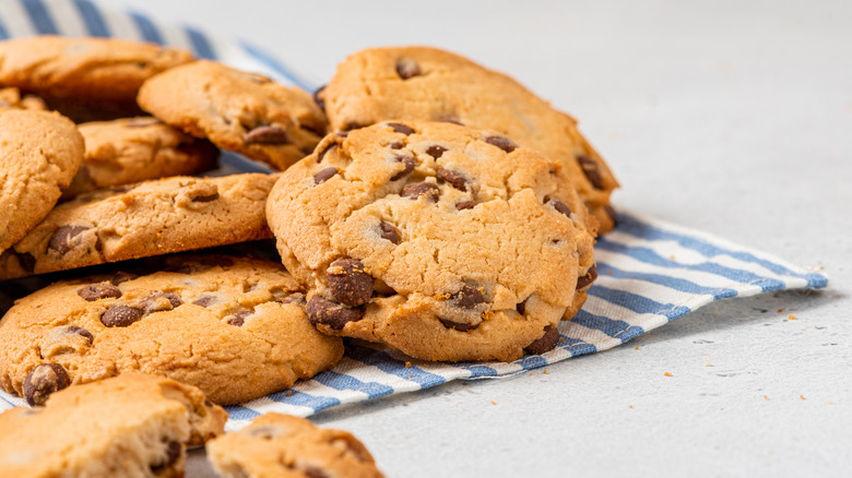 a pile of cookies on a napkin