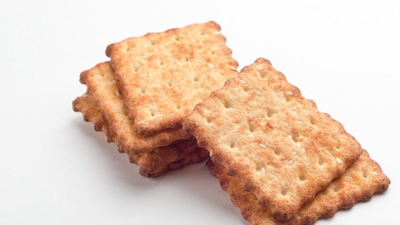 crackers piled on a white background