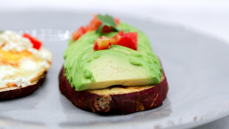 Sweet potato toast with avocado 