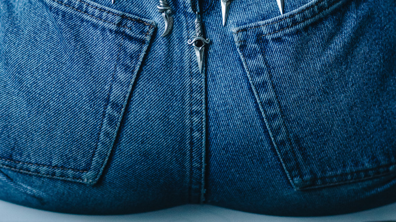 close-up of butt in blue jeans
