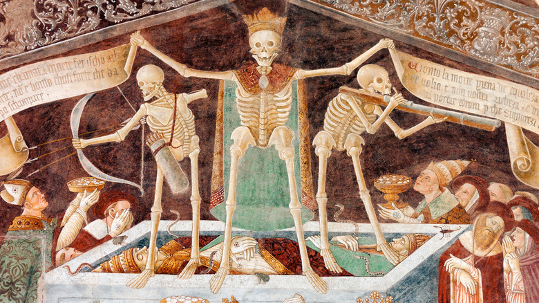 painting of skeletons