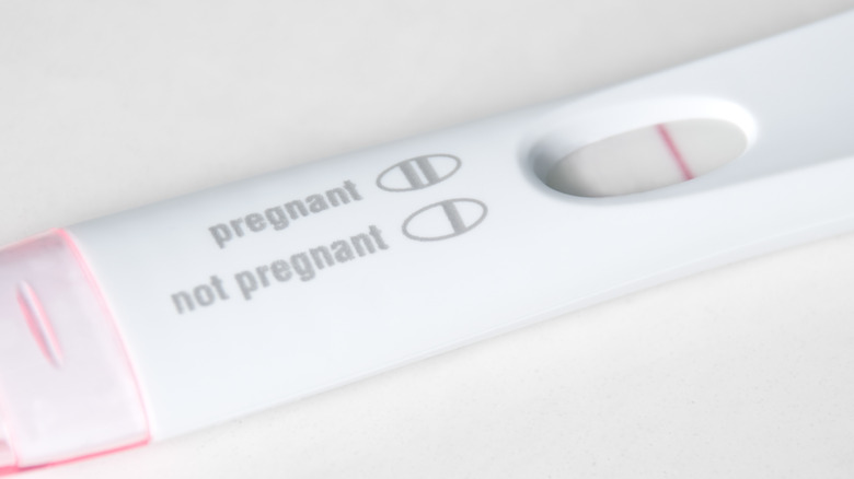 pregnancy test showing not pregnant