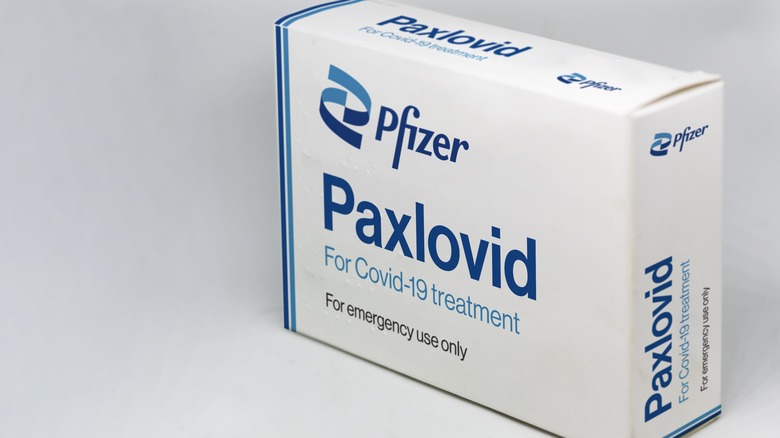 Pfizer's Paxlovid medication box labeled "for emergency use only"