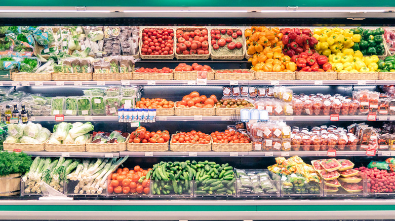 fruits and vegetables in the grocery store