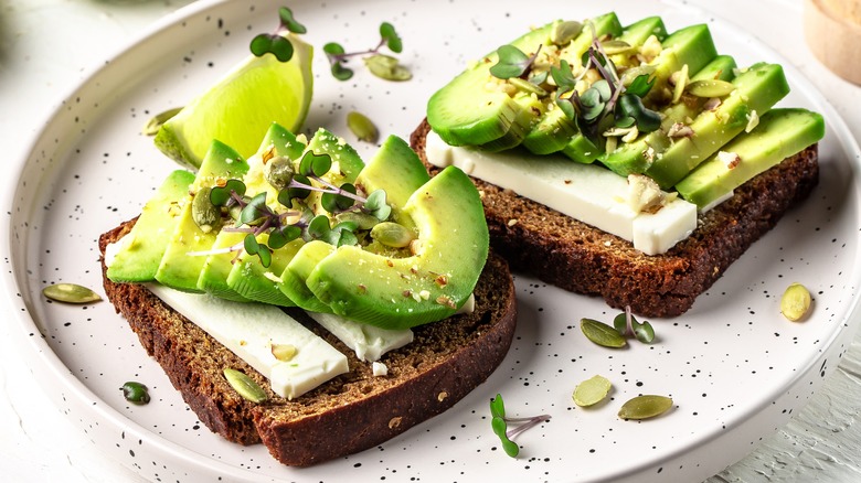 whole-grain toast with avocado