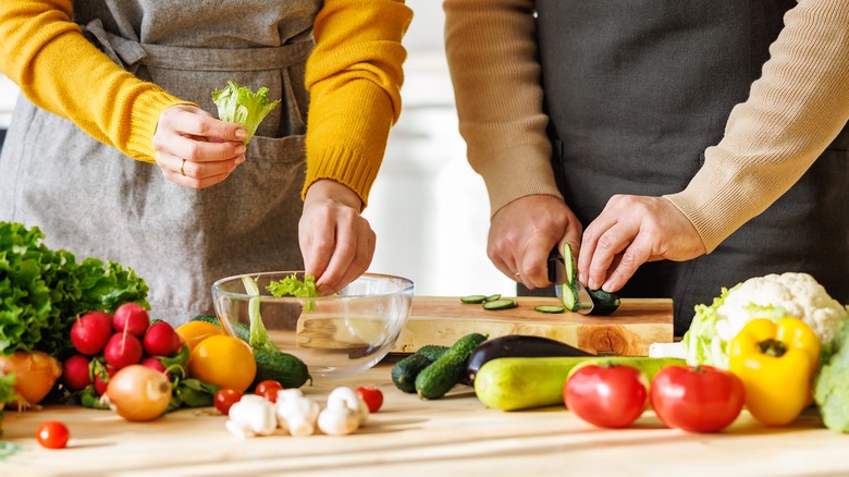 preparing healthy food in the kitchen