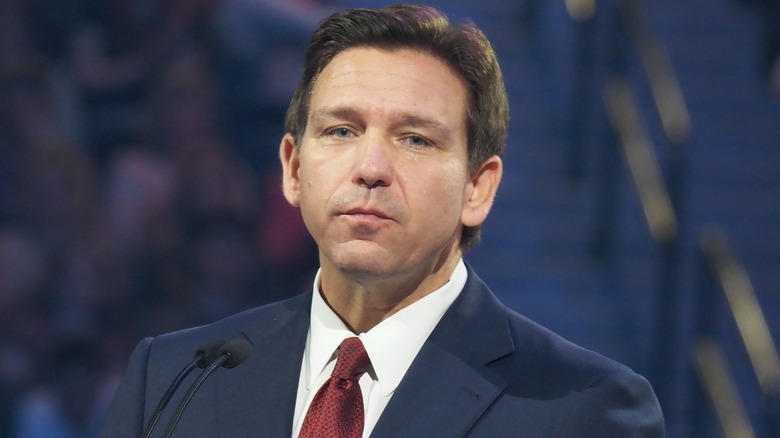 Ron DeSantis speaking at a campaign event