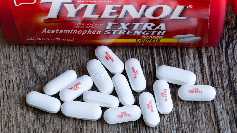 Tylenol box with pills