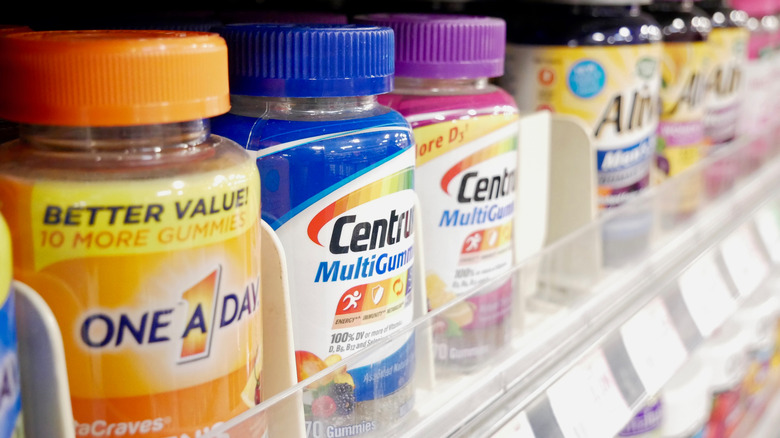 Multivitamins on the shelf of a store 