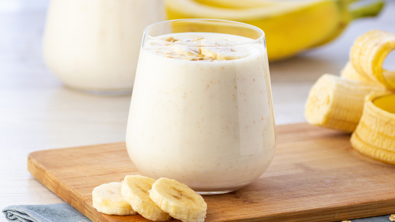 healthy looking protein shake with banana