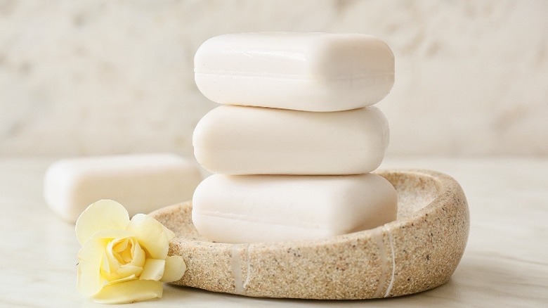 Bowl with stacked soap bars