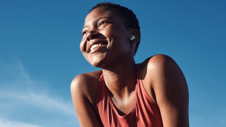 Young woman exercising outside