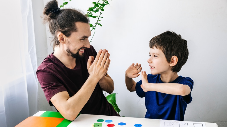 Teacher and student talking