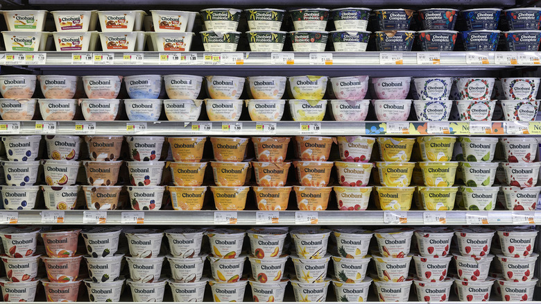Chobani yogurt on shelves