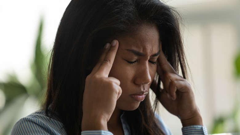 Woman trying to stay focused