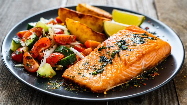 salmon on plate