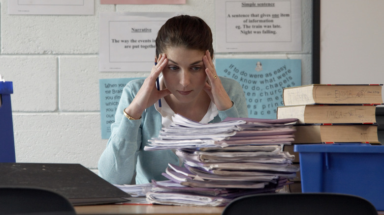 Woman looking stressed out