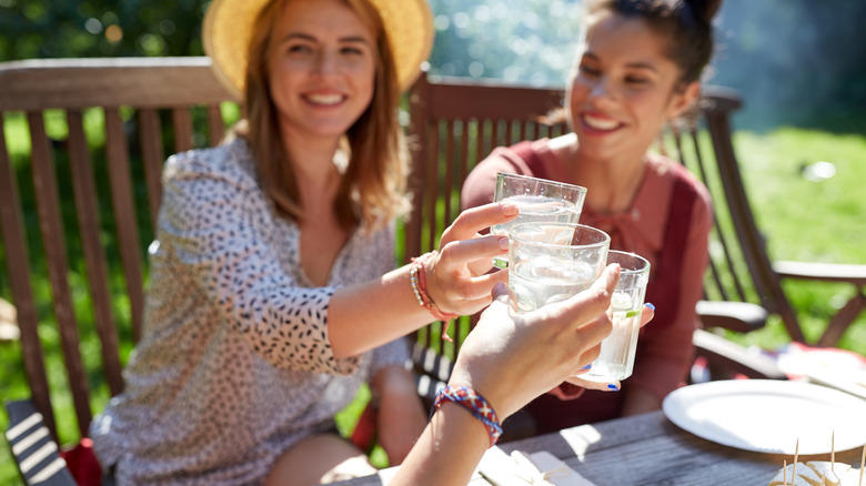 friends drinking ice water