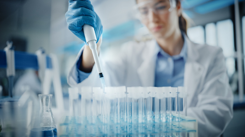 a female researcher in lab