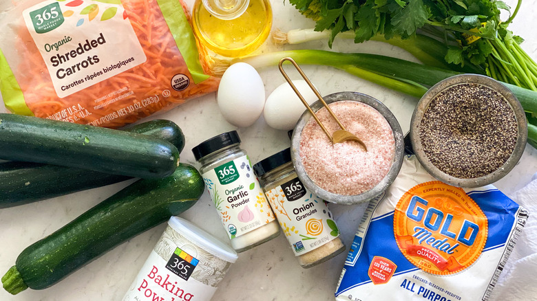 ingredients for savory carrot pancakes