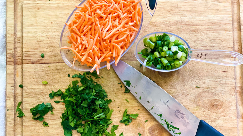 carrots, scallions, and parsley