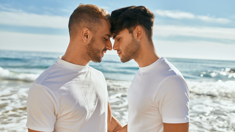 gay couple at beach