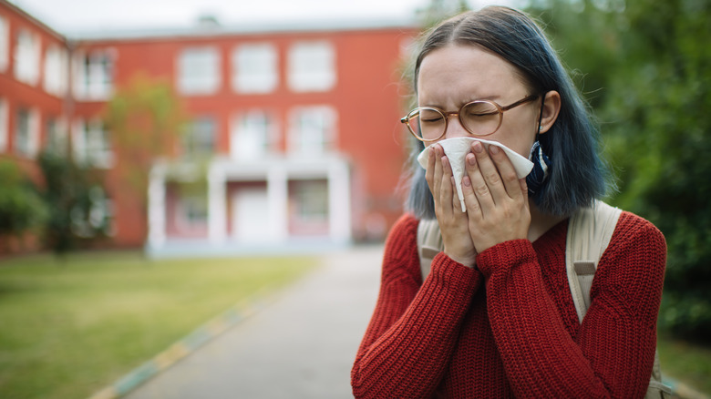 High school student with allergies