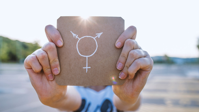 paper with a transgender symbol