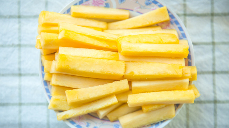 A plate of pineapple cores