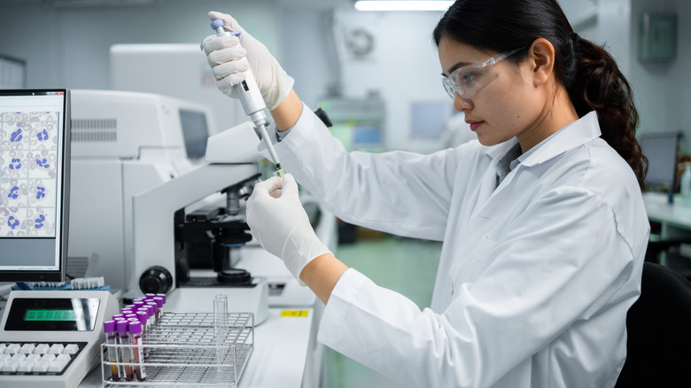 Woman doing genetic test