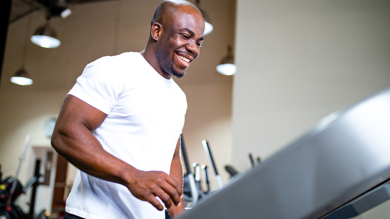 Man walking on treadmill