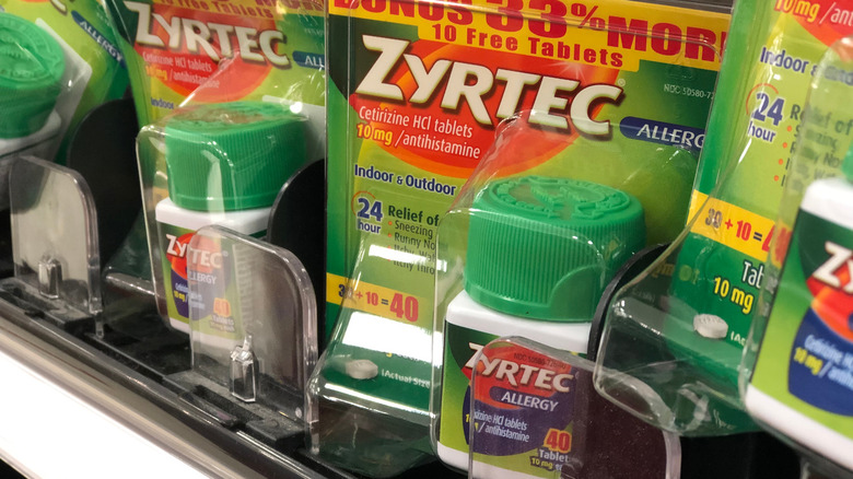 Zyrtec pills on a shelf