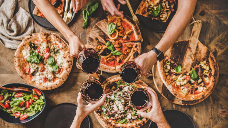 wine and pizza