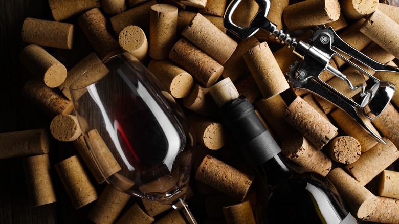 red wine and corks