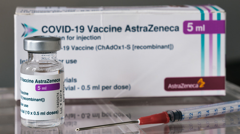 A box and bottle of the AstraZeneca vaccine