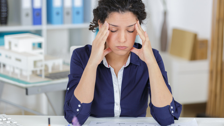 Woman having hard time concentrating