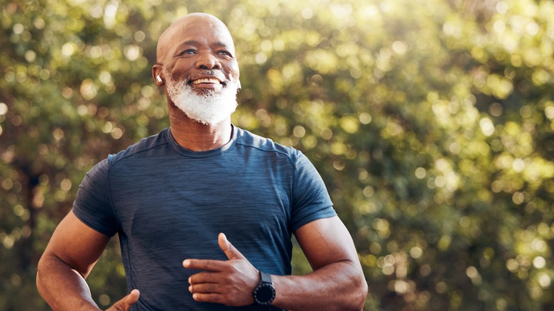 healthy man running in the park