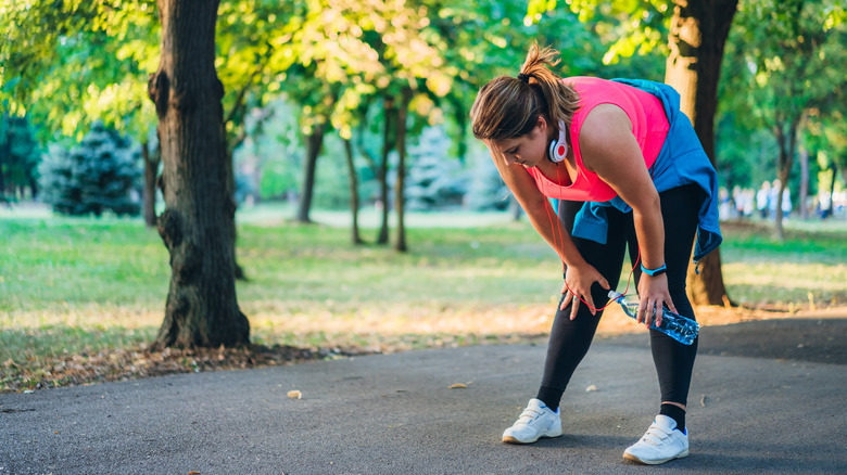 woman exercising short of breath