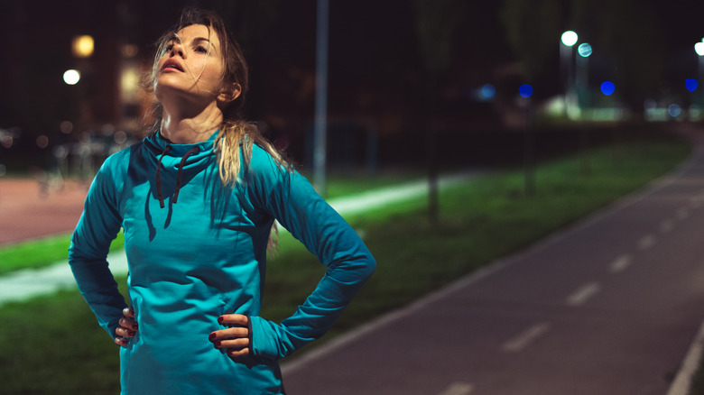 woman running exhausted