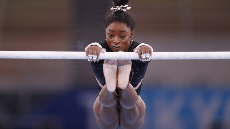 Simone Biles on the uneven bars