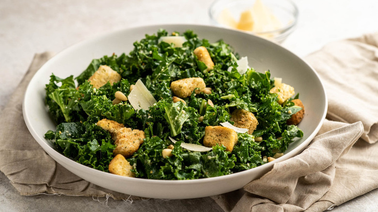 kale caesar salad served