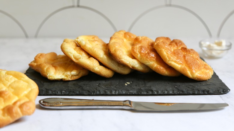 Microwave Keto cloud bread on plate 