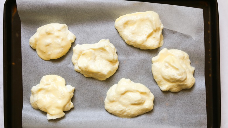 Keto cloud bread on baking sheet