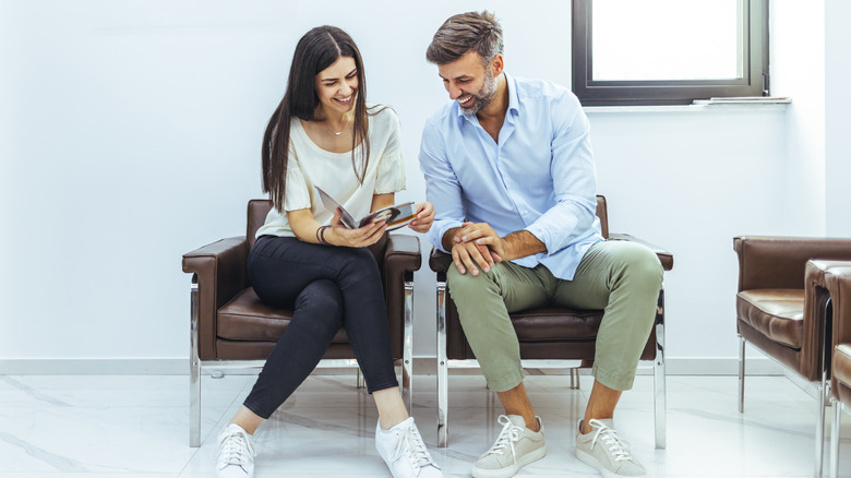 couple sitting in waiting room